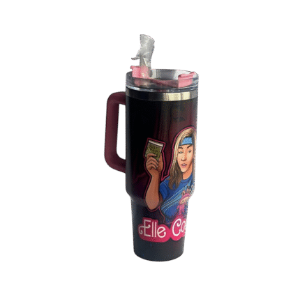 Personalised 40oz metal cup with custom printed design and handle