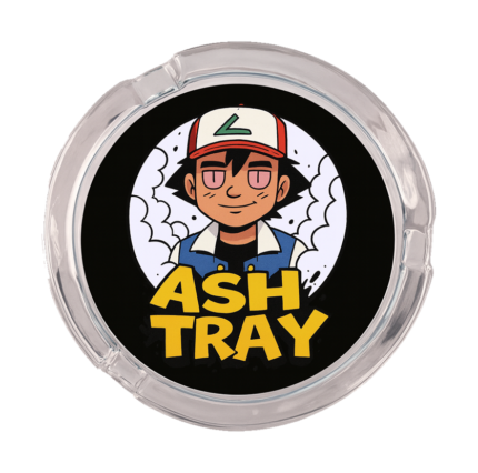 Personalised glass ash tray with custom cartoon design