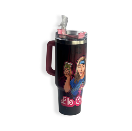Personalised 40oz metal cup with custom printed design and handle