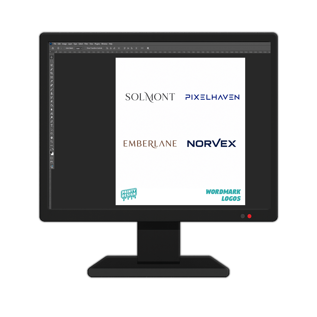 WM - display Wordmark Logo Design – Printy Design