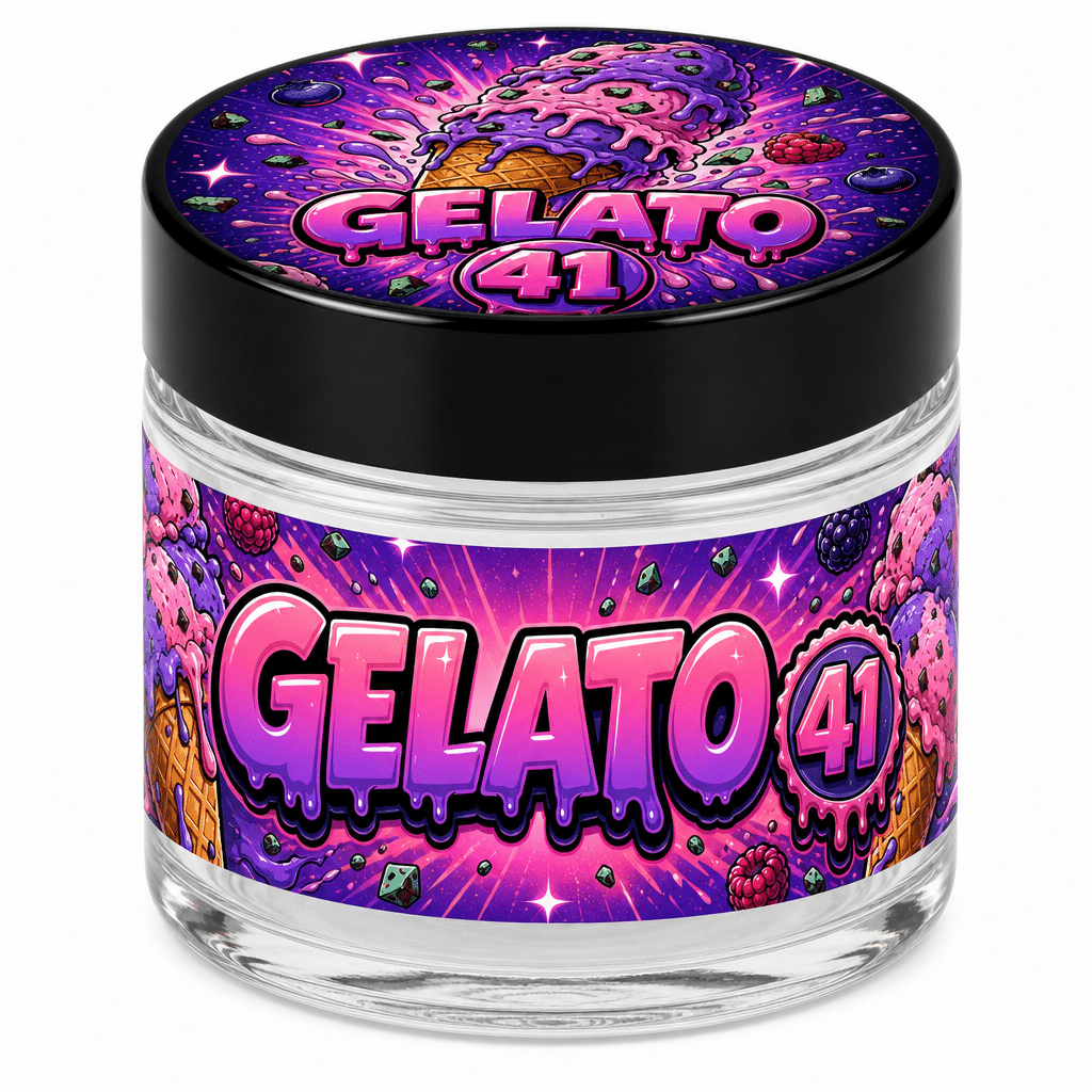 Gelato 41 - jar 3 5g Gelato 41 3.5g glass jar with the label applied, ready to fill