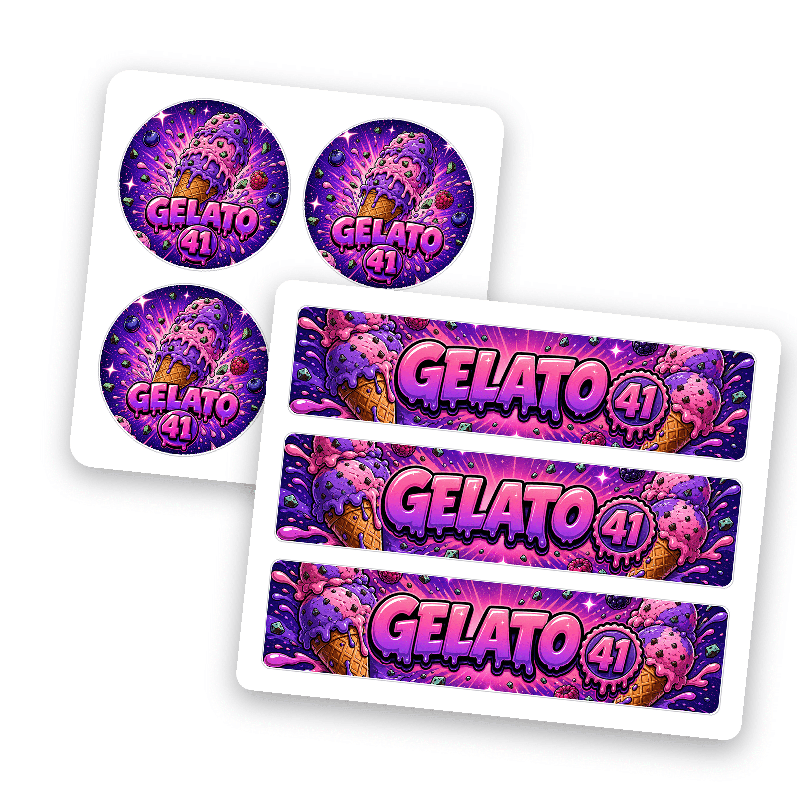 Gelato 41 - jarstickers 3 5g Gelato 41 3.5g glass jar label set, body wrap and lid sticker