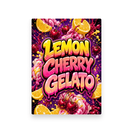 Lemon Cherry Gelato mylar sticker sheet, ready-made strain design printed on gloss vinyl — alternative view