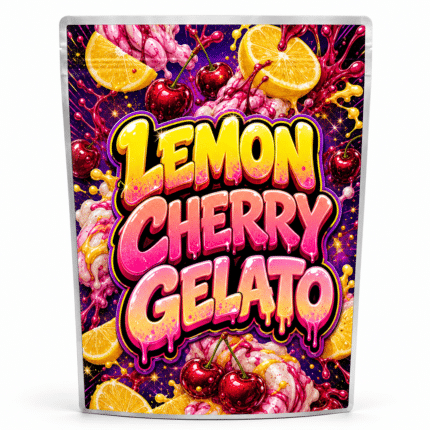 Lemon Cherry Gelato pre-labelled mylar bag, ready-made strain packaging
