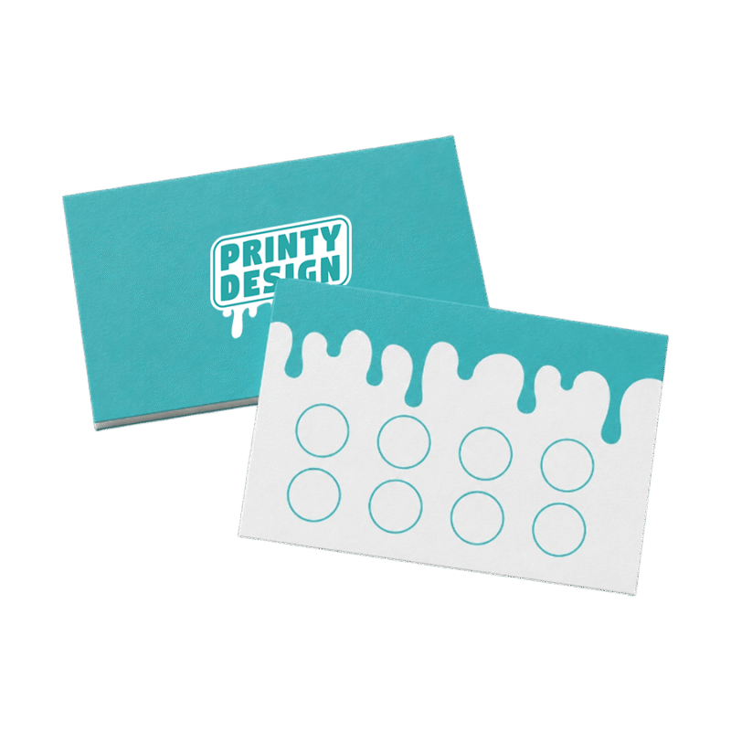 Custom loyalty cards printed at the same 85 x 55mm wallet-friendly size