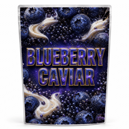Blueberry Caviar pre-labelled mylar bag, ready-made strain packaging