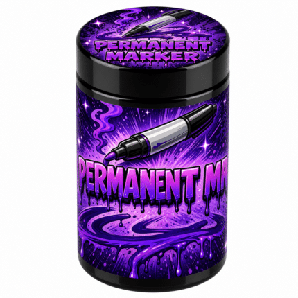 Permanent Marker 7g UV glass jar with the label applied, ready to fill