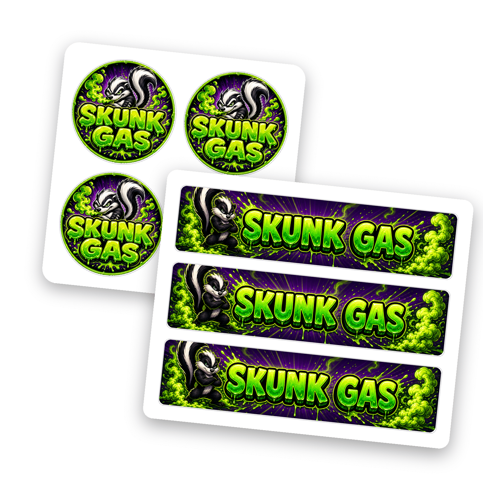 Skunk Gas - jarstickers_3_5g Skunk Gas 3.5g glass jar label set, body wrap and lid sticker
