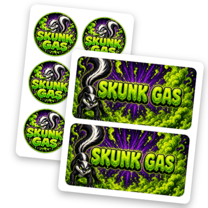 Skunk Gas – 7g UV Glass Jar Stickers