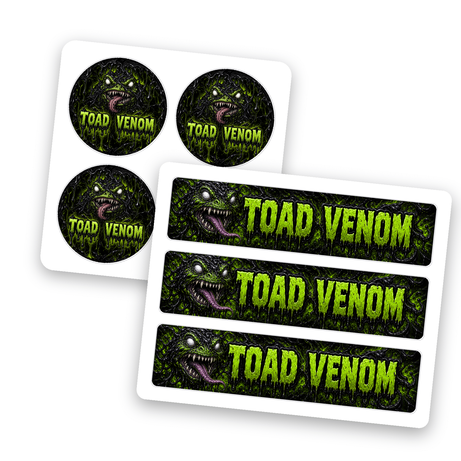 Toad Venom - jarstickers 3 5g Toad Venom 3.5g glass jar label set, body wrap and lid sticker