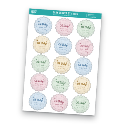 Baby Shower Favours Sticker Sheet Template sheet
