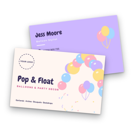 Balloon & Party Decor Business Card Template front and back