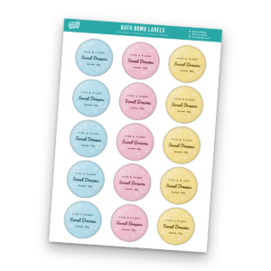 Bath Bomb Labels Sticker Sheet Template