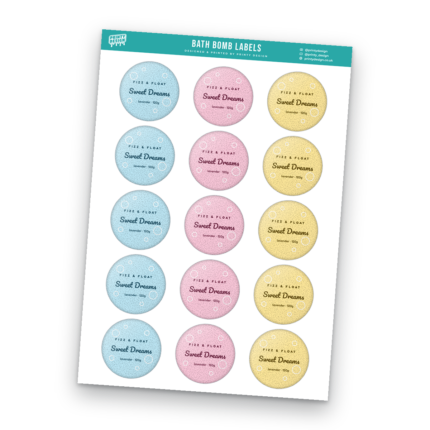 Bath Bomb Labels Sticker Sheet Template sheet
