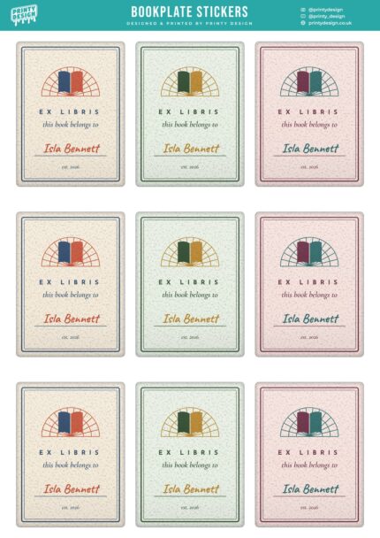Bookplates Sticker Sheet Template flat A4 sheet