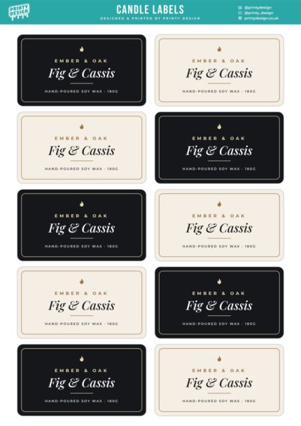 Candle Labels A4 sticker sheet, flat
