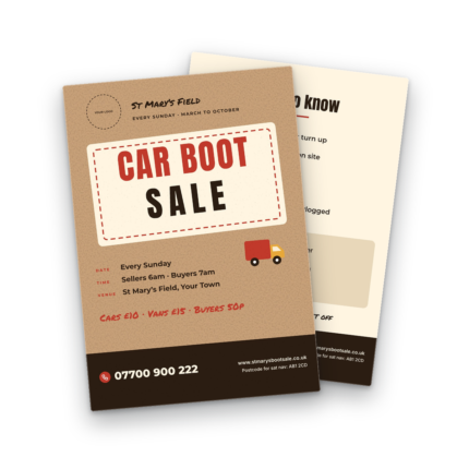 Car Boot Sale Flyer Template front and back