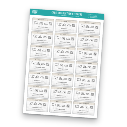 Clothing Care Labels Sticker Sheet Template sheet