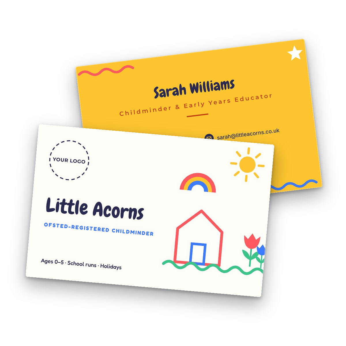 Childminder & Nursery Business Card Template front and back Childminder & Nursery Business Card Template front and back