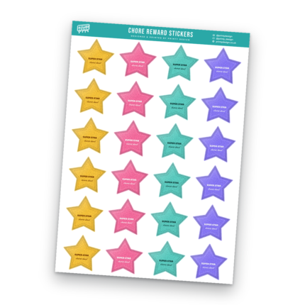 Chore Reward Stars Sticker Sheet Template sheet
