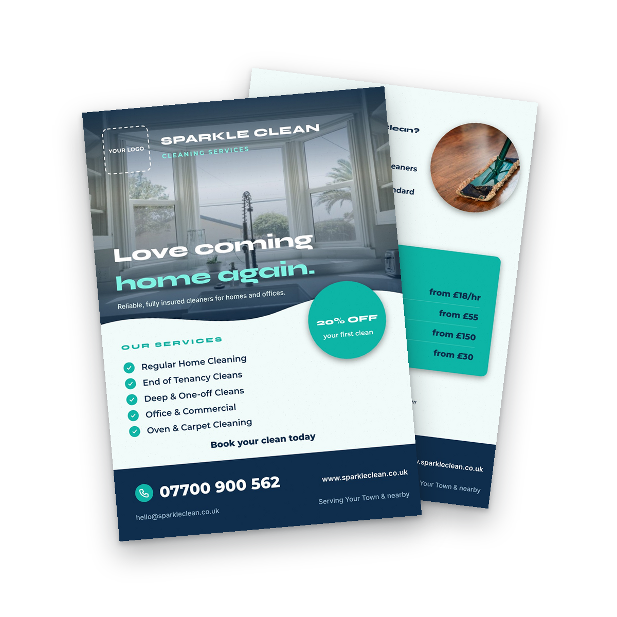 Cleaning Services Flyer Template front and back Cleaning Services Flyer Template - front and back