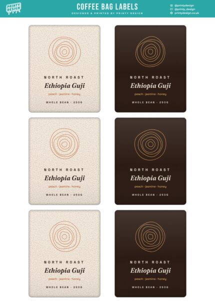 Coffee Bag Labels Sticker Sheet Template flat A4 sheet