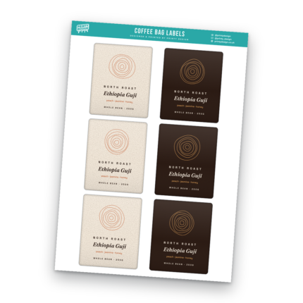 Coffee Bag Labels Sticker Sheet Template sheet