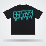 Custom printed black classic cotton T-shirt