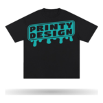 Custom printed black classic cotton T-shirt with front print