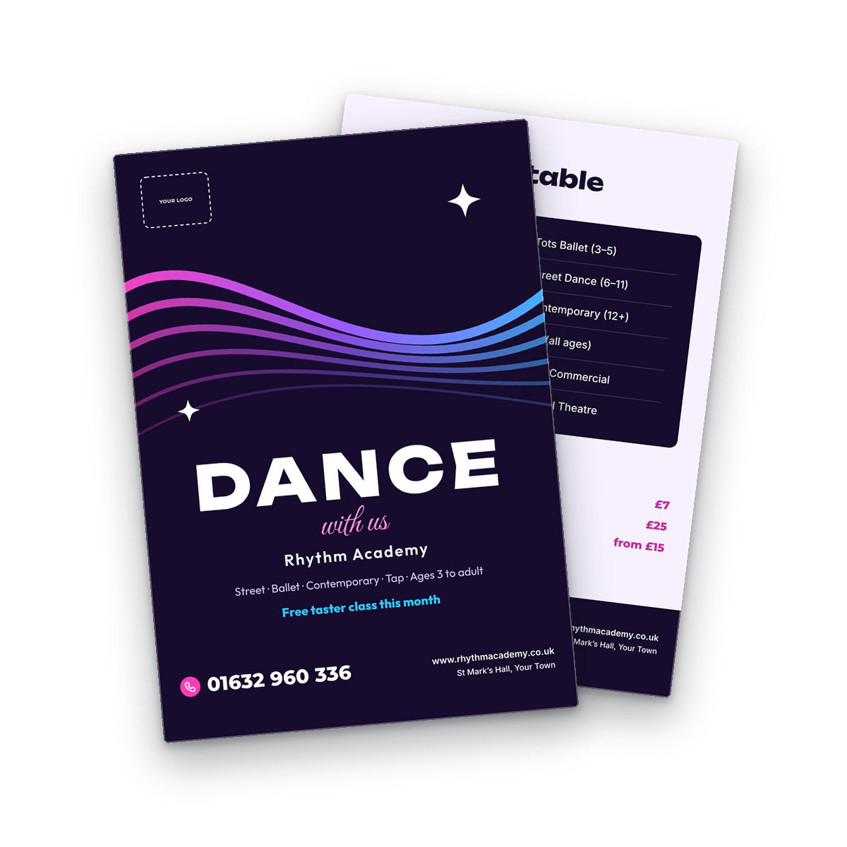 Dance Classes Flyer Template front and back Dance Classes Flyer Template front and back