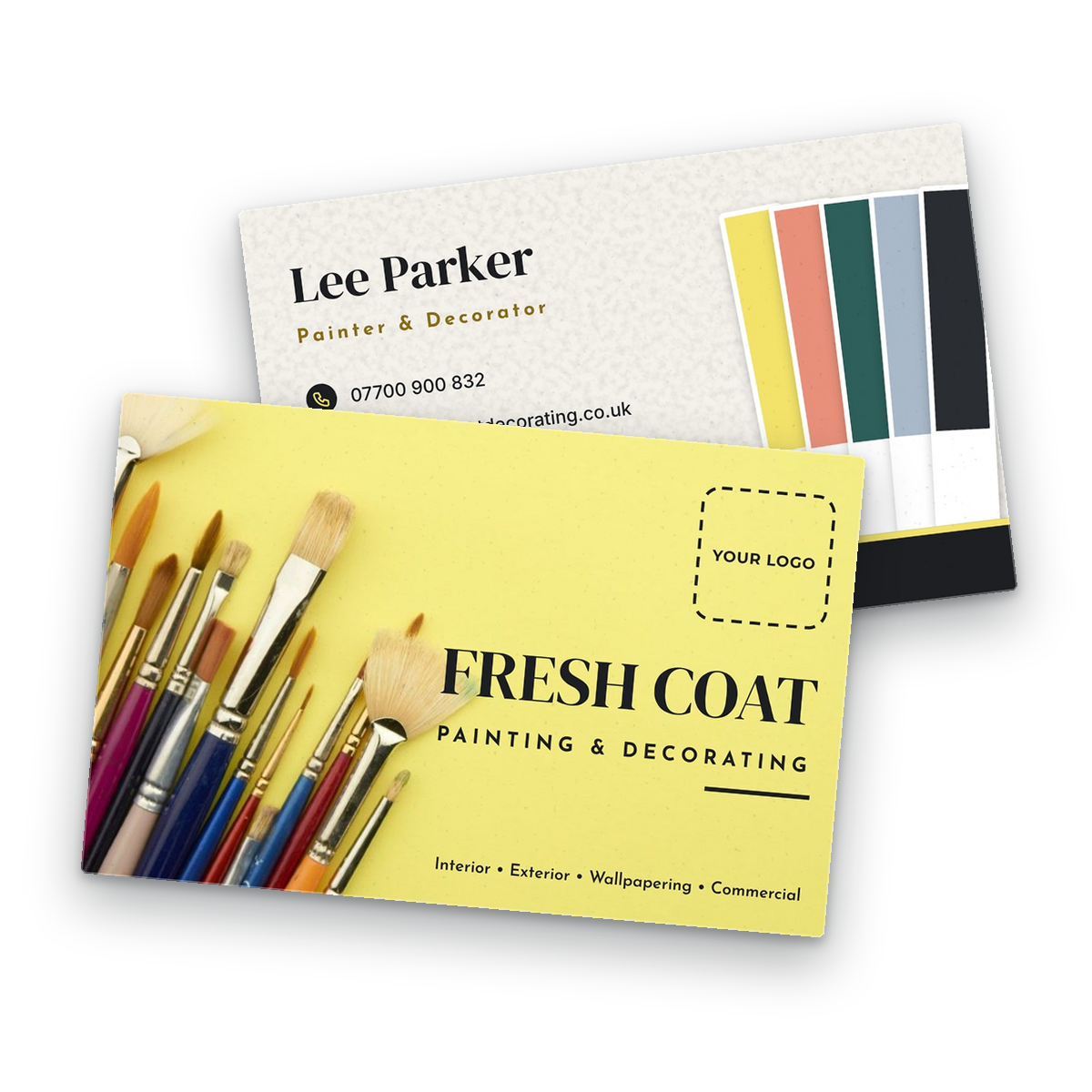 Painter & Decorator Business Card Template front and back Painter & Decorator Business Card Template - front and back of the card