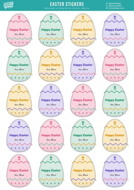 Easter Egg Sticker Sheet Template flat A4 sheet
