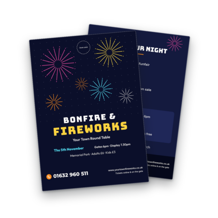 Bonfire & Fireworks Night Flyer Template front and back