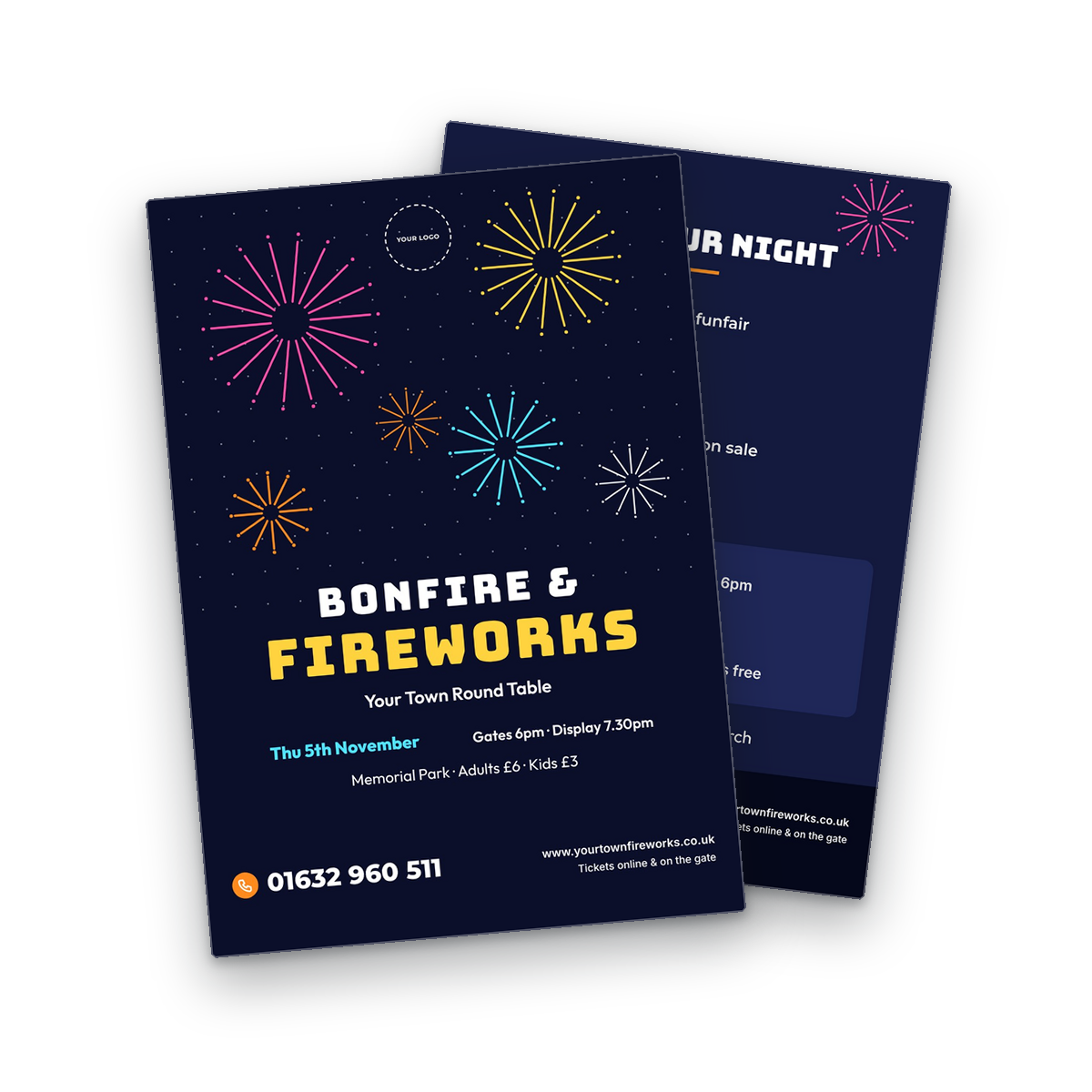 Bonfire & Fireworks Night Flyer Template front and back Bonfire & Fireworks Night Flyer Template front and back