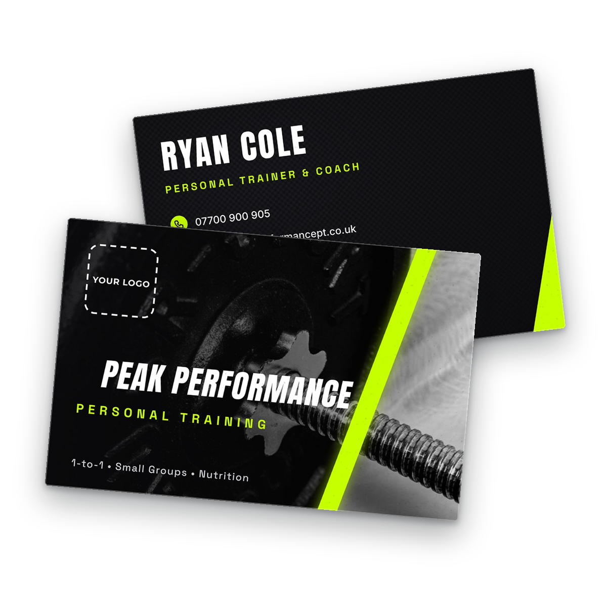Personal Trainer Business Card Template front and back Personal Trainer Business Card Template - front and back of the card