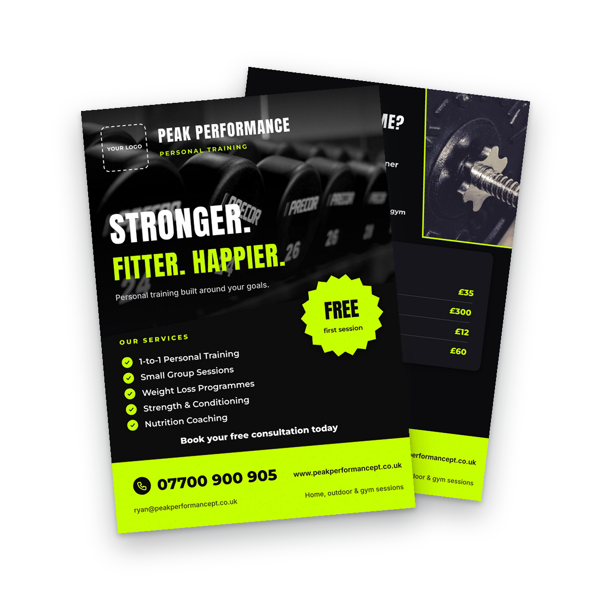 Personal Trainer Flyer Template front and back Personal Trainer Flyer Template - front and back
