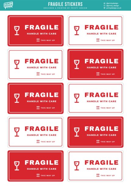 Fragile A4 sticker sheet, flat