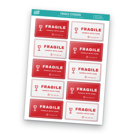 Fragile Sticker Sheet Template - A4 sticker sheet