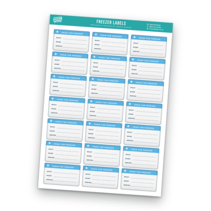 Freezer & Batch Cook Labels Sticker Sheet Template sheet