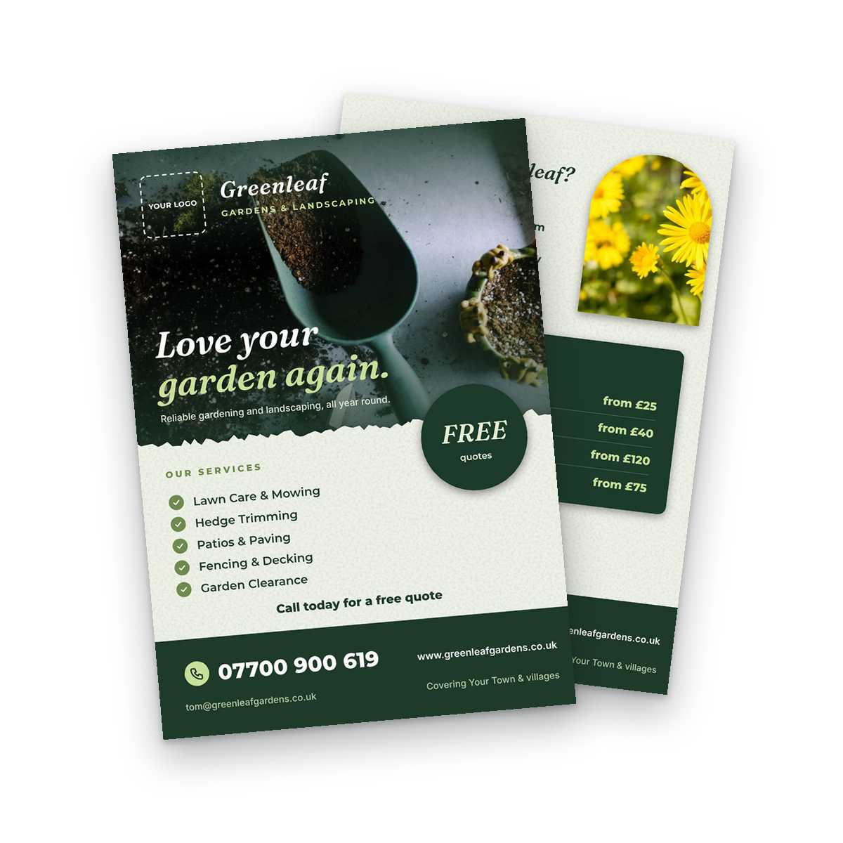 Gardener & Landscaper Flyer Template front and back Gardener & Landscaper Flyer Template - front and back