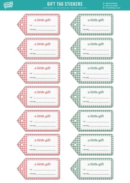 Gift Tag Sticker Sheet Template flat A4 sheet