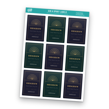 Gin & Spirits Labels Sticker Sheet Template sheet