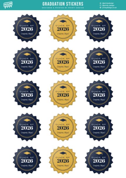 Graduation Seals Sticker Sheet Template flat A4 sheet