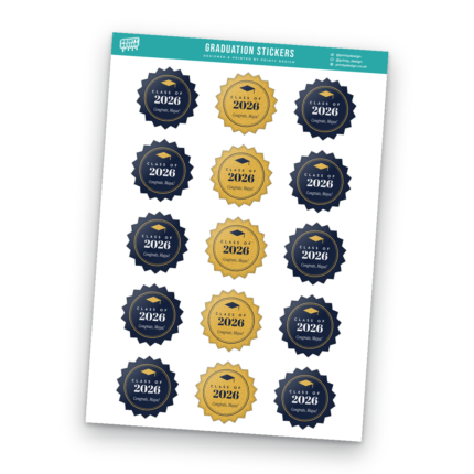 Graduation Seals Sticker Sheet Template sheet