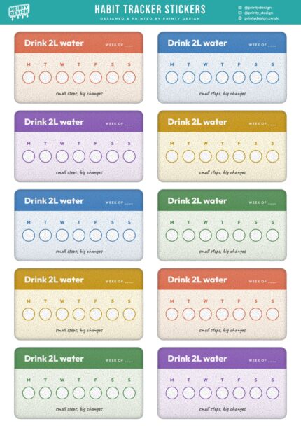 Habit Tracker Sticker Sheet Template flat A4 sheet