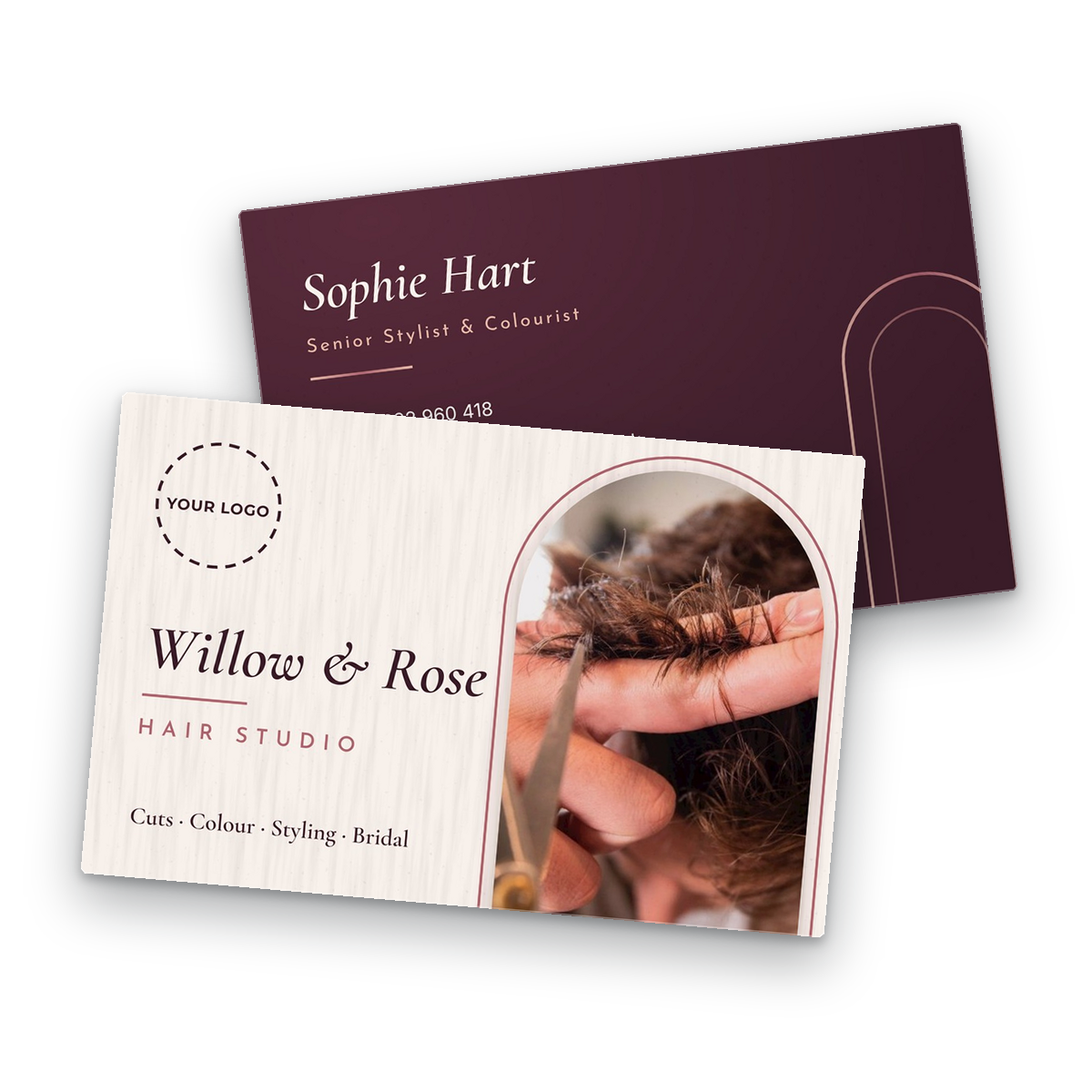 Hair Salon Business Card Template front and back Hair Salon Business Card Template - front and back of the card