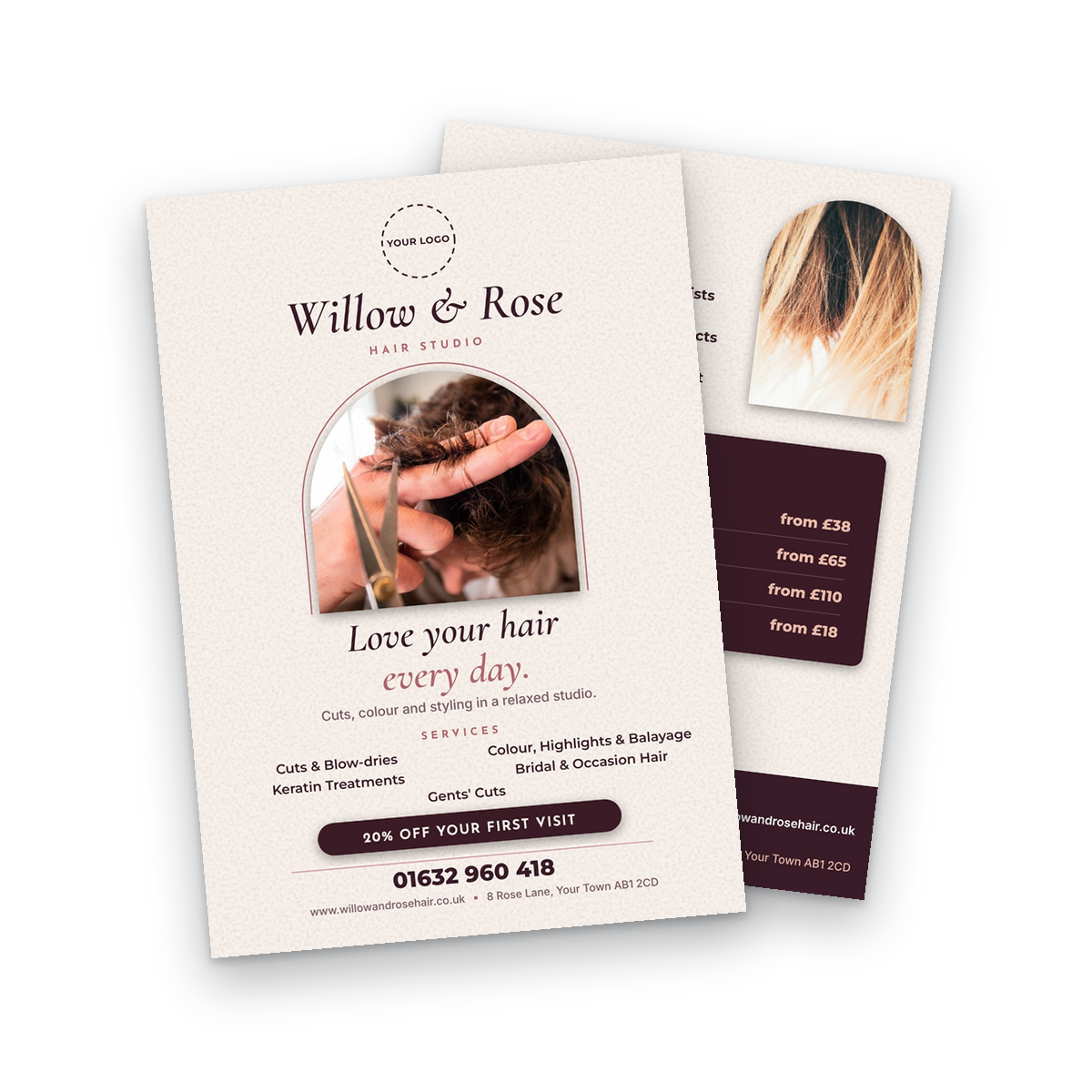 Hair Salon Flyer Template front and back Hair Salon Flyer Template - front and back