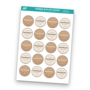Handmade With Love Sticker Sheet Template