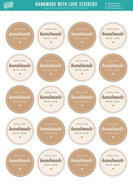 Handmade With Love A4 sticker sheet, flat
