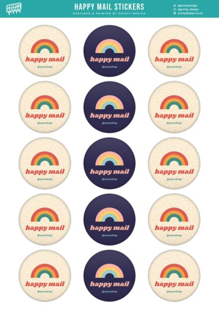 Happy Mail Sticker Sheet Template flat A4 sheet
